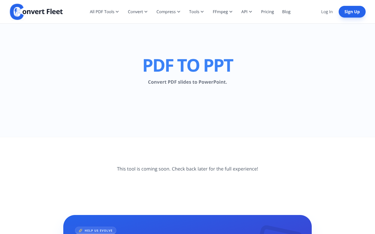 Screenshot of ConvertFleet /pdf-to-ppt tool